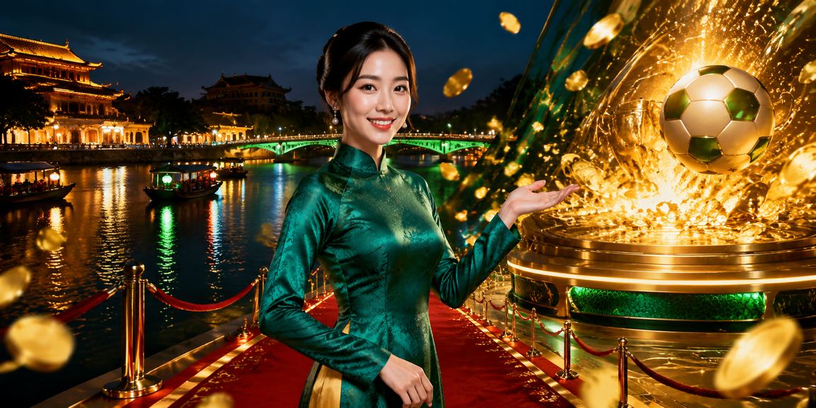 Người phụ nữ mặc áo dài Huế đang xem kết quả cá cược trên điện thoại