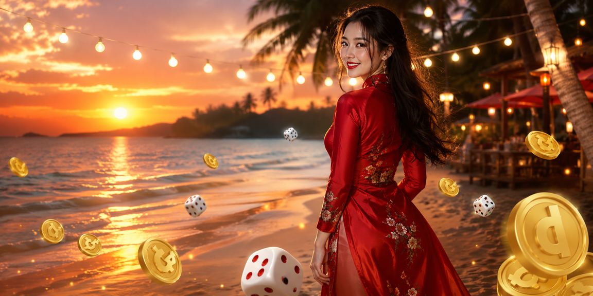 Cô gái mặc áo dài chơi tài xỉu trên điện thoại tại Phú Quốc